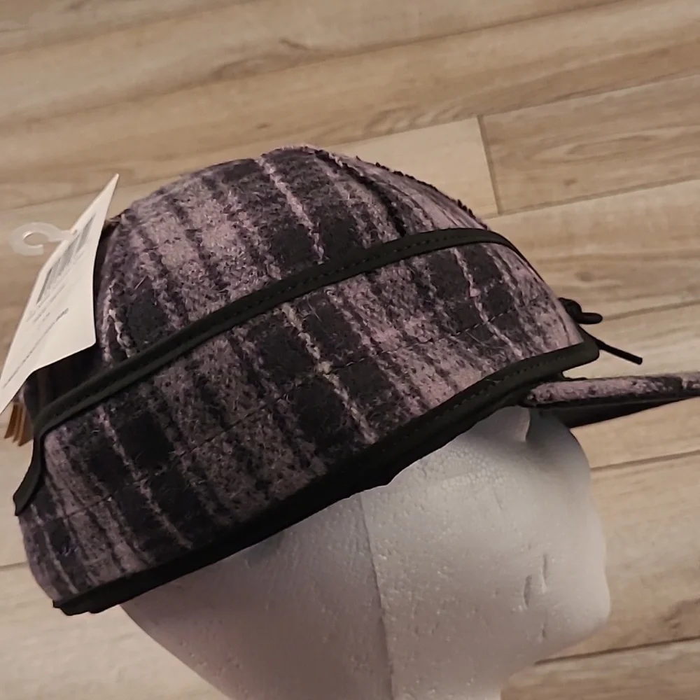 STORMY KROMER The Millie Silver Stone Grey Plaid Fleece Hunting Back Hat Cap NEW